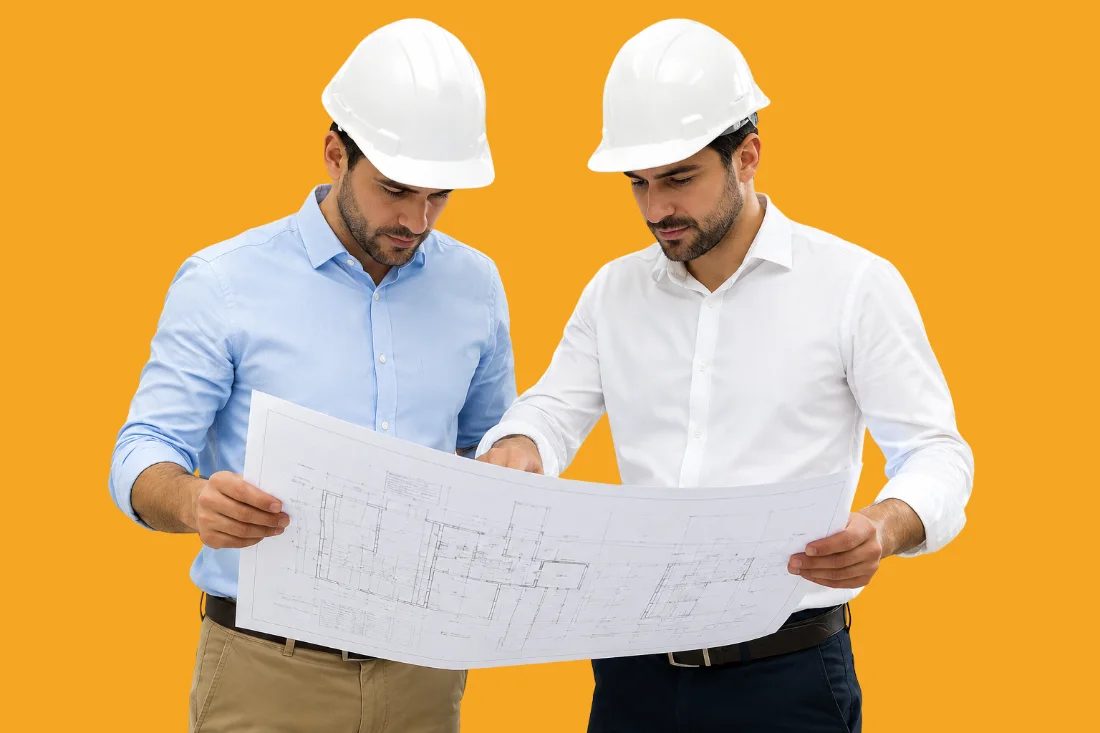 Codogno Construction engineers reviewing project drawings